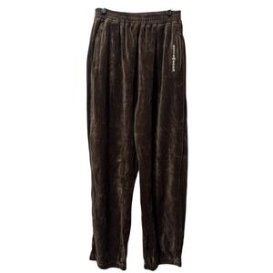 Rocawear Pants Youth XL Dark Brown Velour Track Athletic Stripe Embroidered Y2K